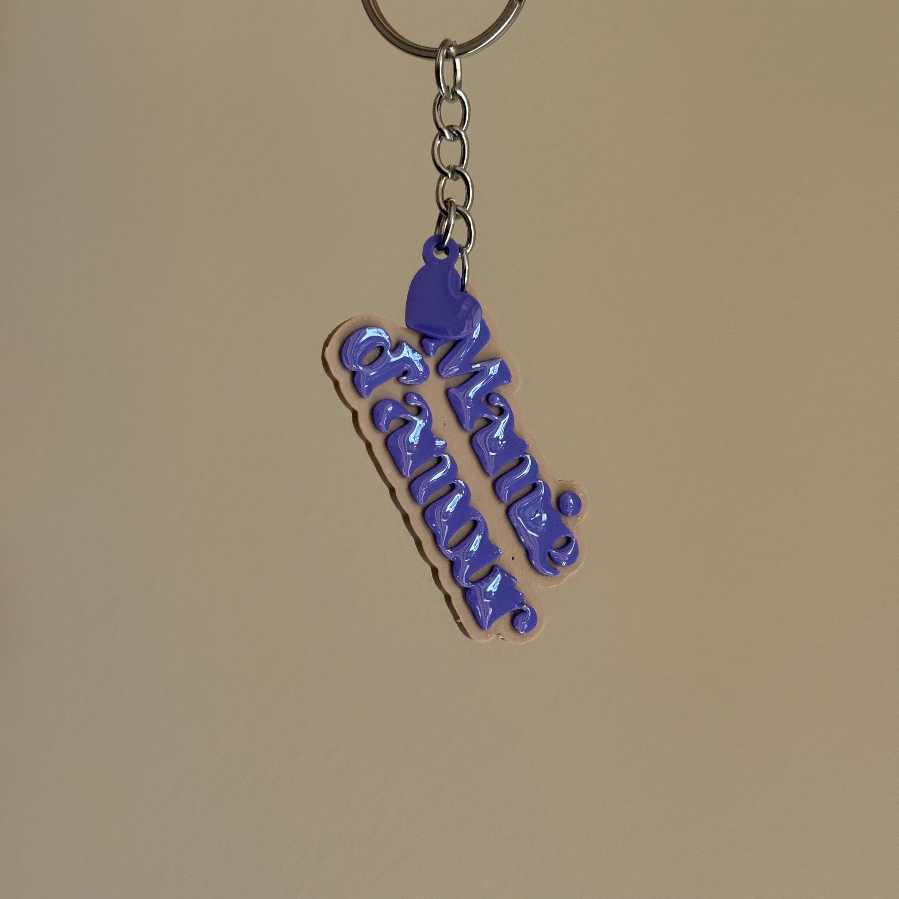 Porte-clé Mamie d'amour - Beige & Violet