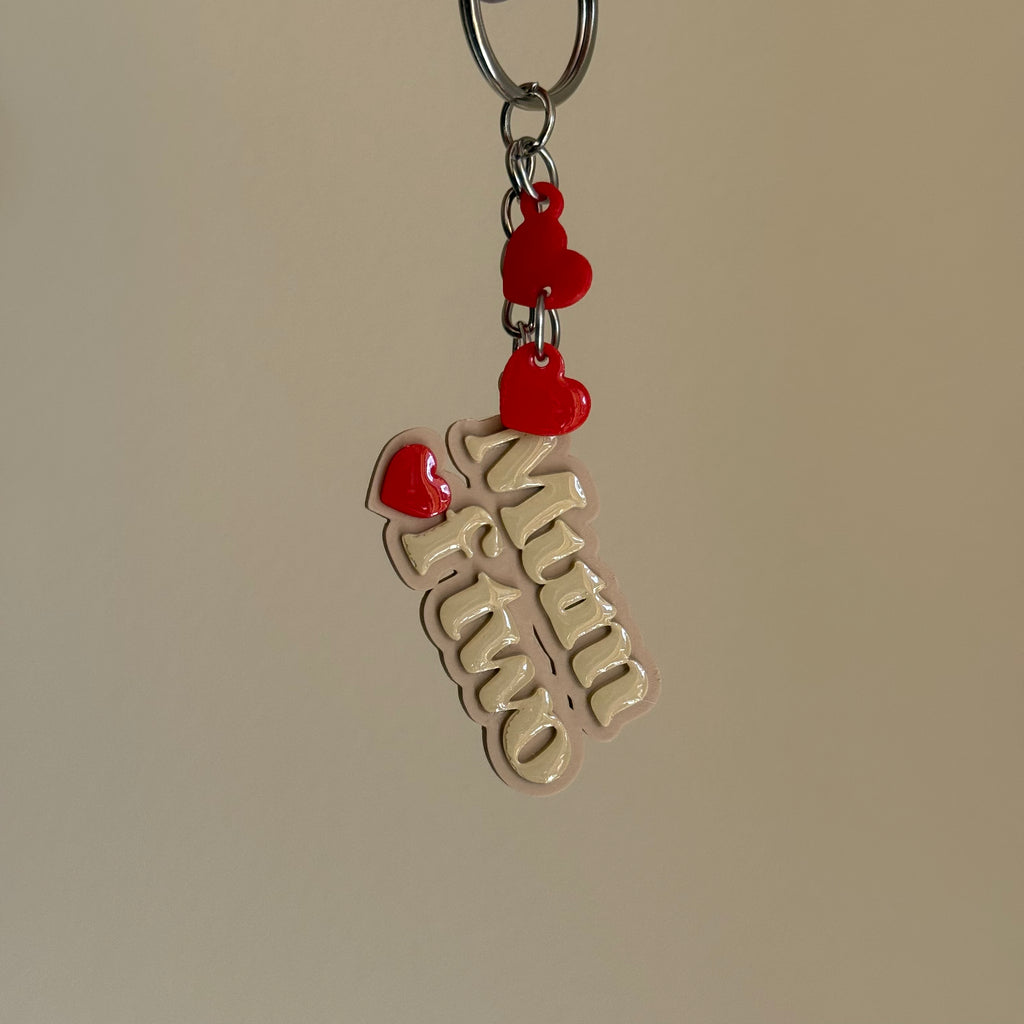 Porte-clé Mum of - Choisir le nombre - Beige & Rouge
