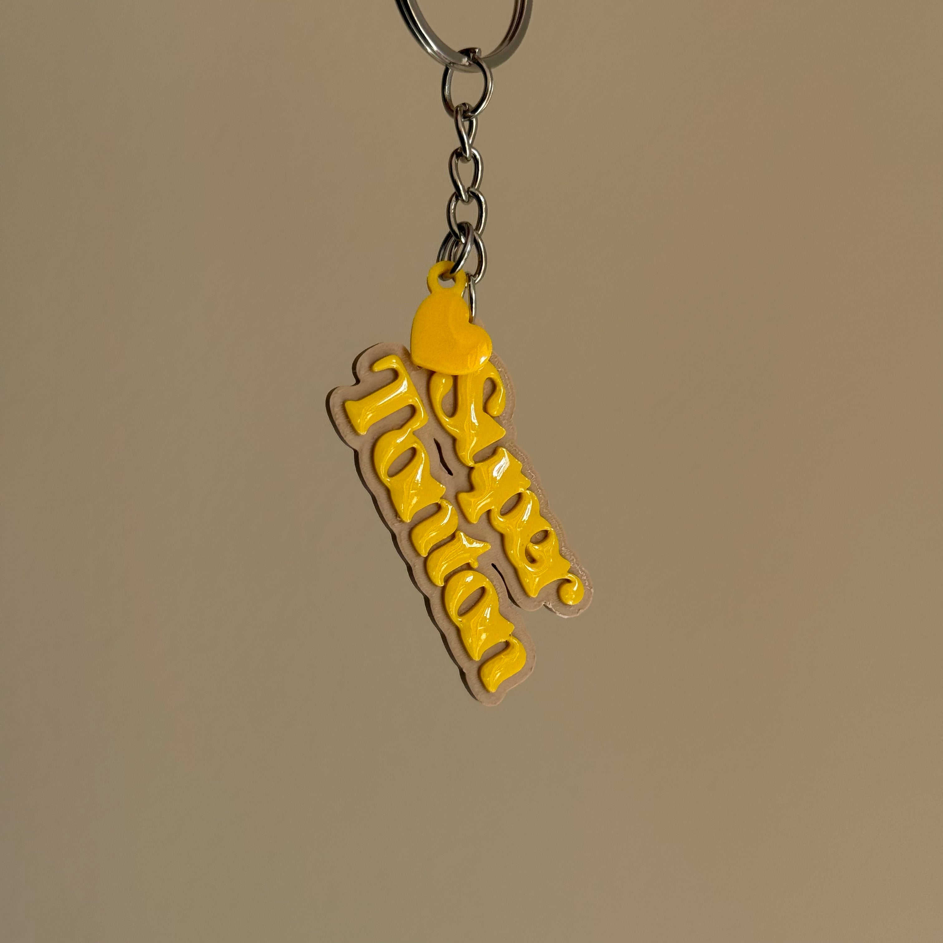 Porte-clé Super Tonton - Beige & Jaune