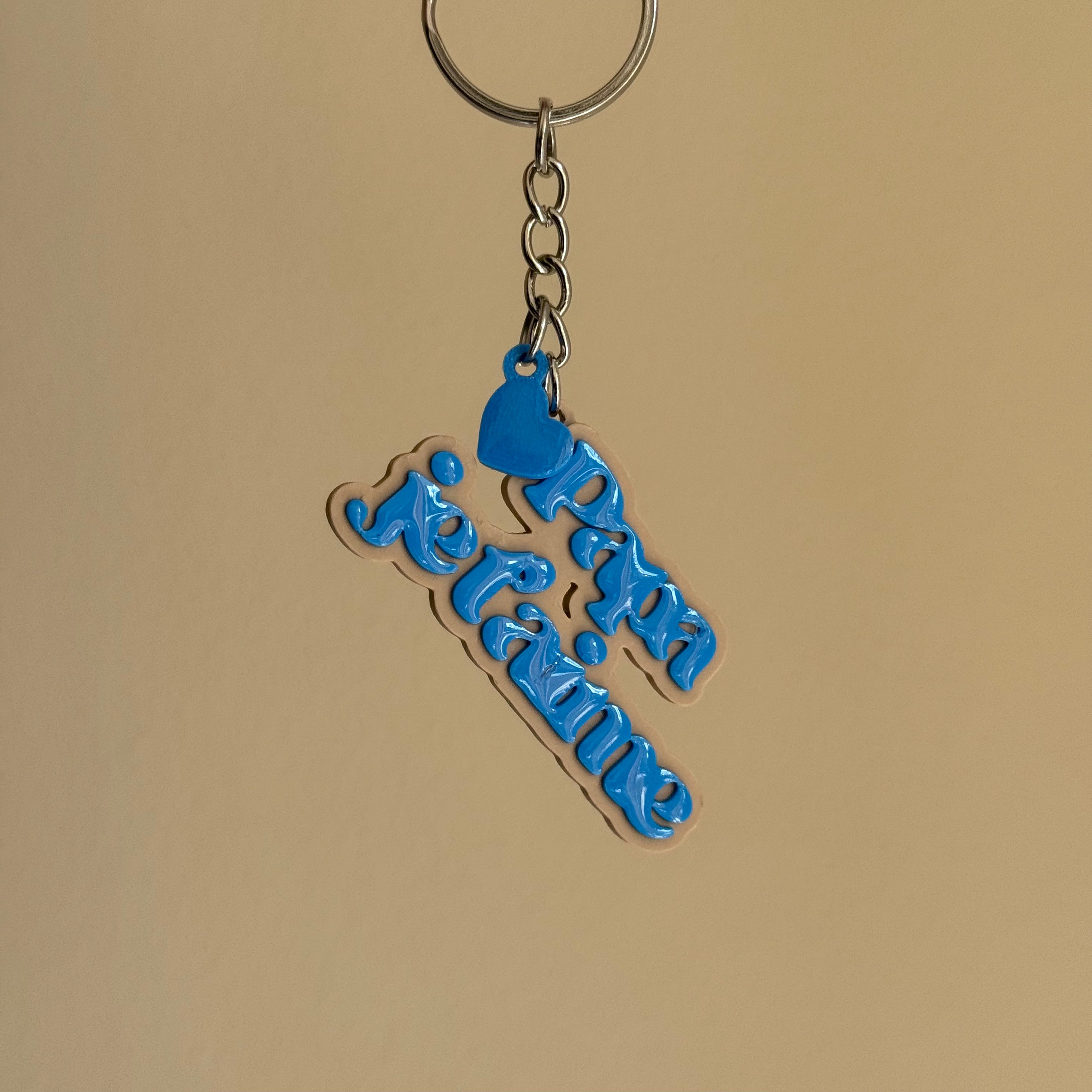 Porte-clé Papa Je t'aime - Beige & Bleu