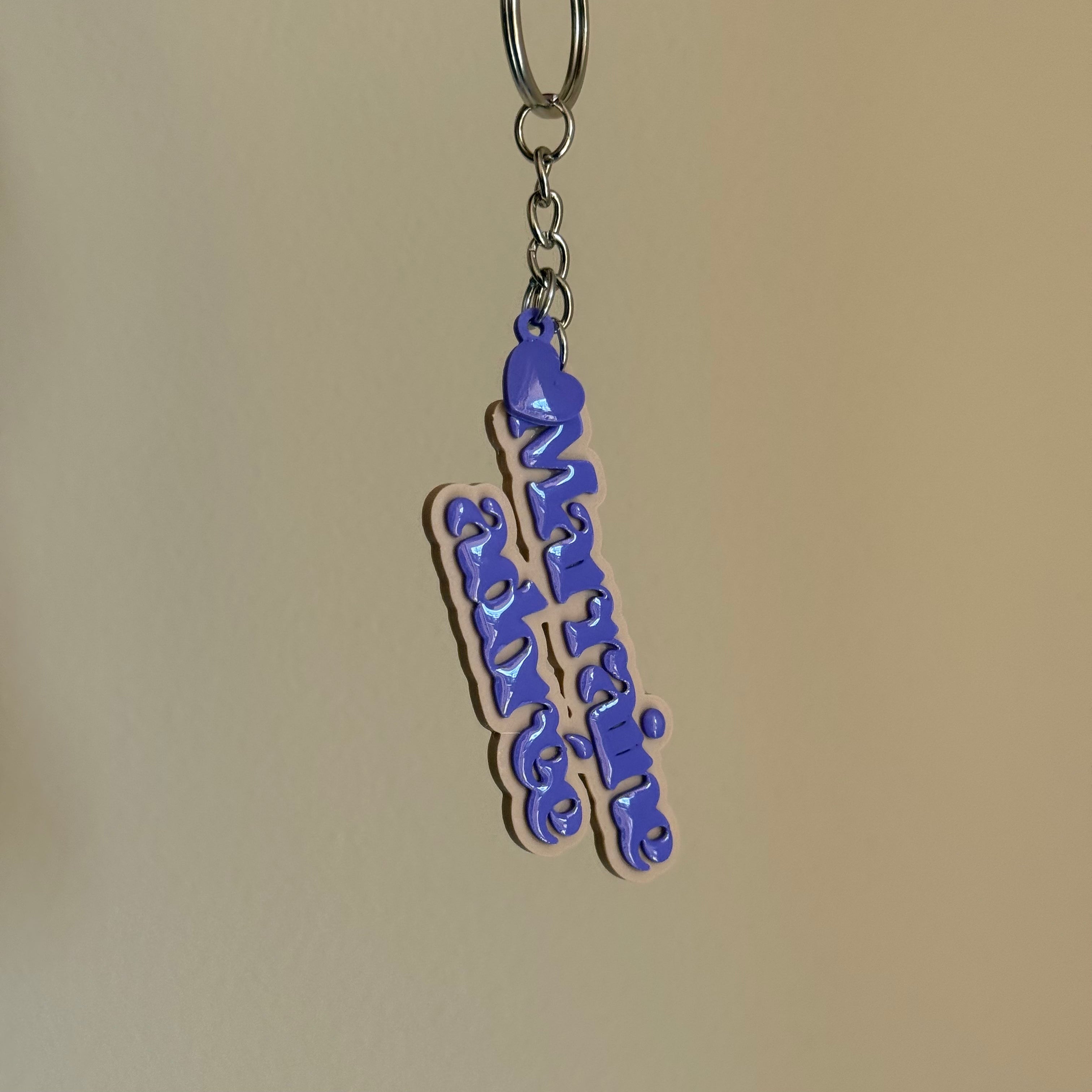 Porte-clé Marraine adorée - Beige & Violet